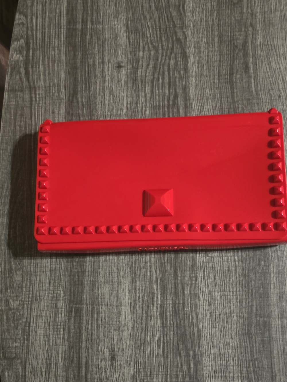 Vibrant Red Pyramid-Stud Clutch